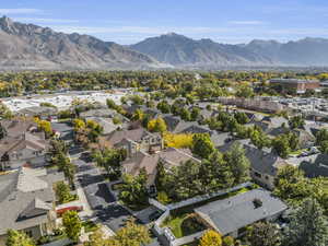 Drone / aerial view with a mountain view