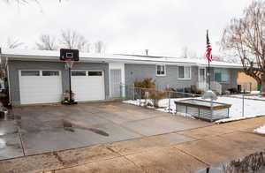 View of front of home with a garage