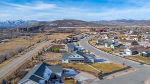 Drone / aerial view with a mountain view