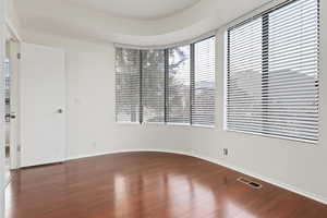 Spare room featuring wood-type flooring