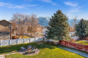 View of yard with a mountain view