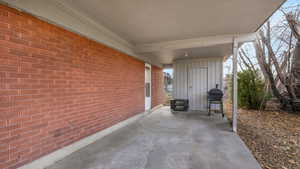 View of patio with grilling area