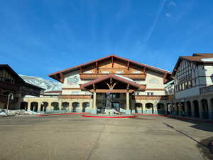 View of building exterior with a mountain view