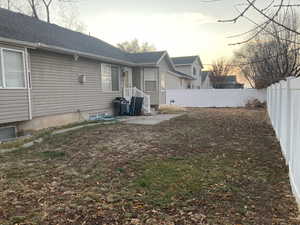 View of yard at dusk