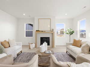 Living room featuring light hardwood / wood-style flooring