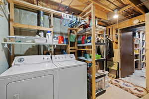 Unfinished laundry space, plumbed for additional bathroom