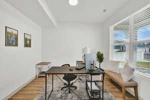 Office featuring light hardwood / wood-style floors