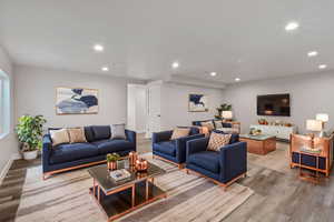 Living room featuring wood-type flooring