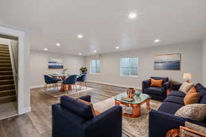 Living room featuring light wood-type flooring