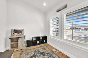 Interior space with light hardwood / wood-style floors