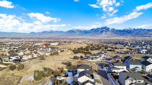 Aerial view featuring a mountain view