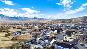 Aerial view featuring a mountain view