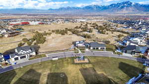 Aerial view featuring a mountain view