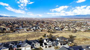 Drone / aerial view featuring a mountain view