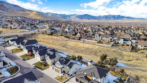 Drone / aerial view with a mountain view