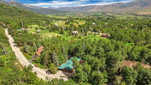 Aerial view with a mountain view