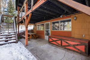 View of snow covered patio