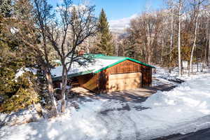 View of snow covered garage