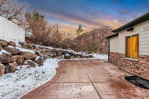 View of snow covered patio