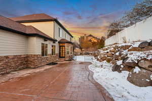 View of snow covered patio