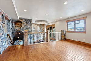 Interior space with hardwood / wood-style flooring