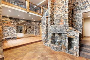 Unfurnished living room with a fireplace