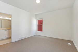 Unfurnished room with light carpet