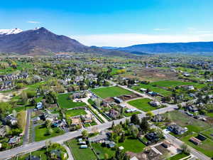 Drone / aerial view with a mountain view
