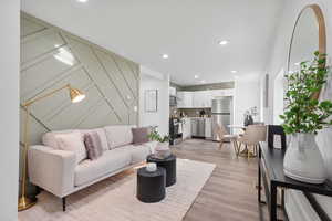 Living room featuring light wood-type flooring