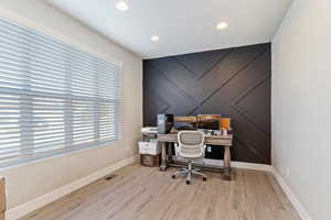 Office with beautiful accent wall