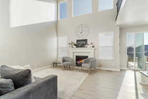 Living room with vaulted ceilings