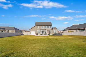 Rear view of property with a patio area and yard