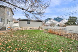 View of yard with a mountain view