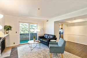 Living room featuring hardwood / wood-style flooring