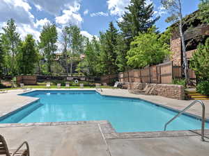 View of pool featuring a patio area