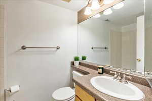 Bathroom with vanity and toilet