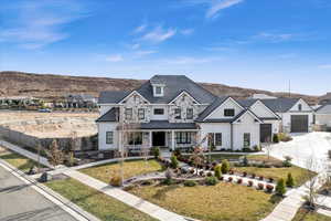 View of front of property with a mountain view