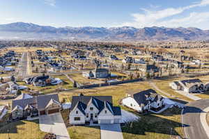 Aerial view featuring a mountain view