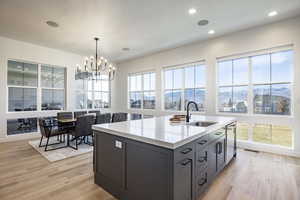 Kitchen featuring a mountain view, plenty of natural light, and sink