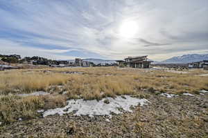 View of yard with a mountain view