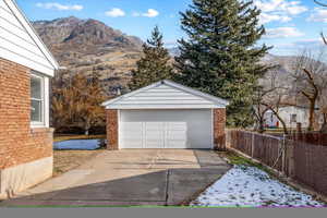 Garage with a mountain view