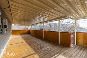 View of wooden deck covered  Apx12x40