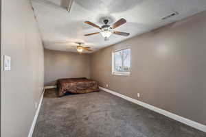 Bedroom #4 with ceiling fans and carpet floors