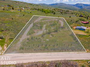 Bird's eye view featuring a mountain view and a rural view