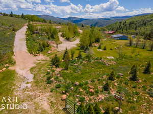 Birds eye view of property featuring a mountain view