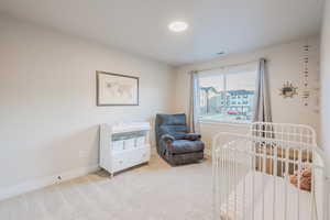 Bedroom featuring carpet floors