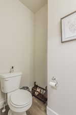 Bathroom with wood-type flooring and toilet