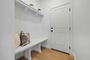 Mudroom featuring light hardwood / wood-style flooring