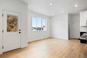 Interior space featuring light hardwood / wood-style flooring