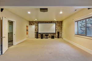 View of carpeted home theater